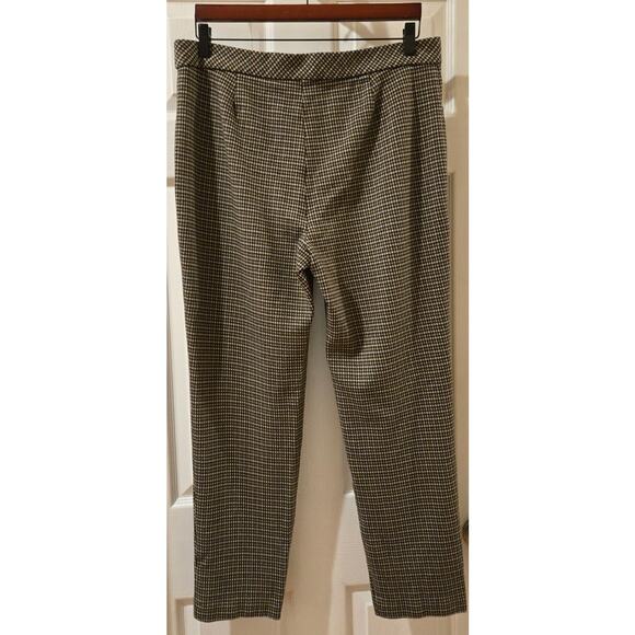 J.Jill Ponte Slim Leg Brown Black Check Pull-on Pants Pockets Womens Large - Picture 3 of 9